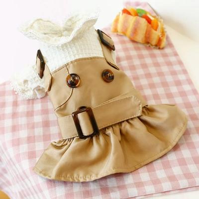 1PC Pet Clothing Dog Cat Spring and Autumn Khaki Button Skirt Suitable for Small and Medium Sized Dogs