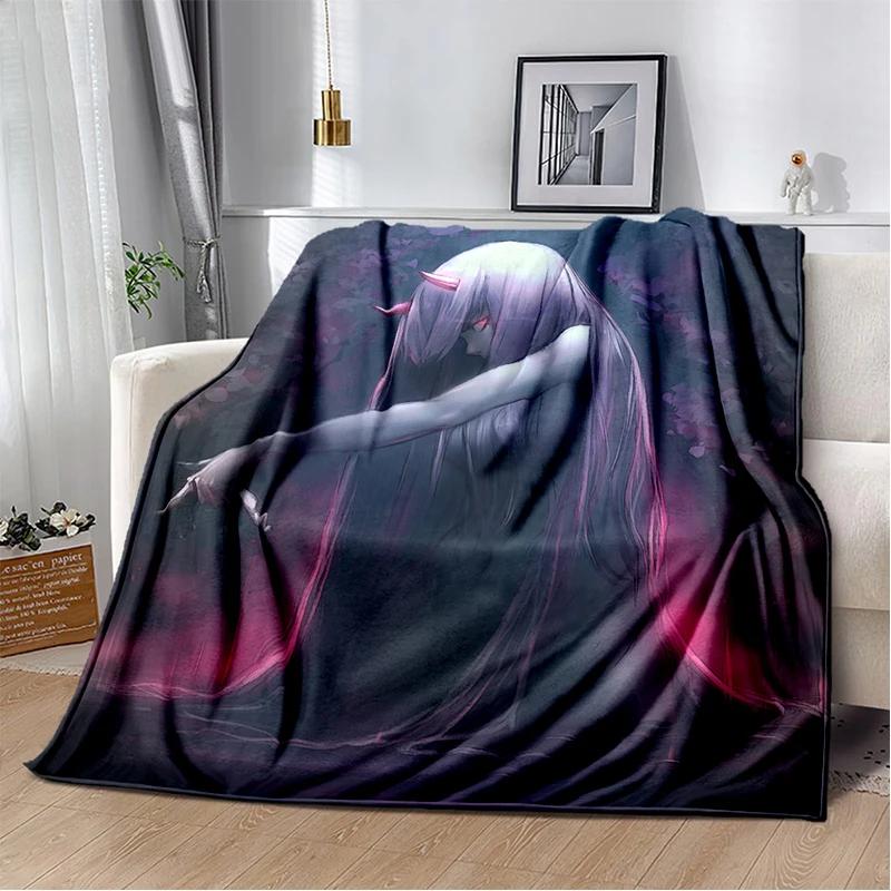 29 Style Cartoon Zero Two 002 Hiro Sexy Girl DARLING in The FRANXX Flannel Blanket,Soft Throw Blanket for Home Bedroom Bed Sofa