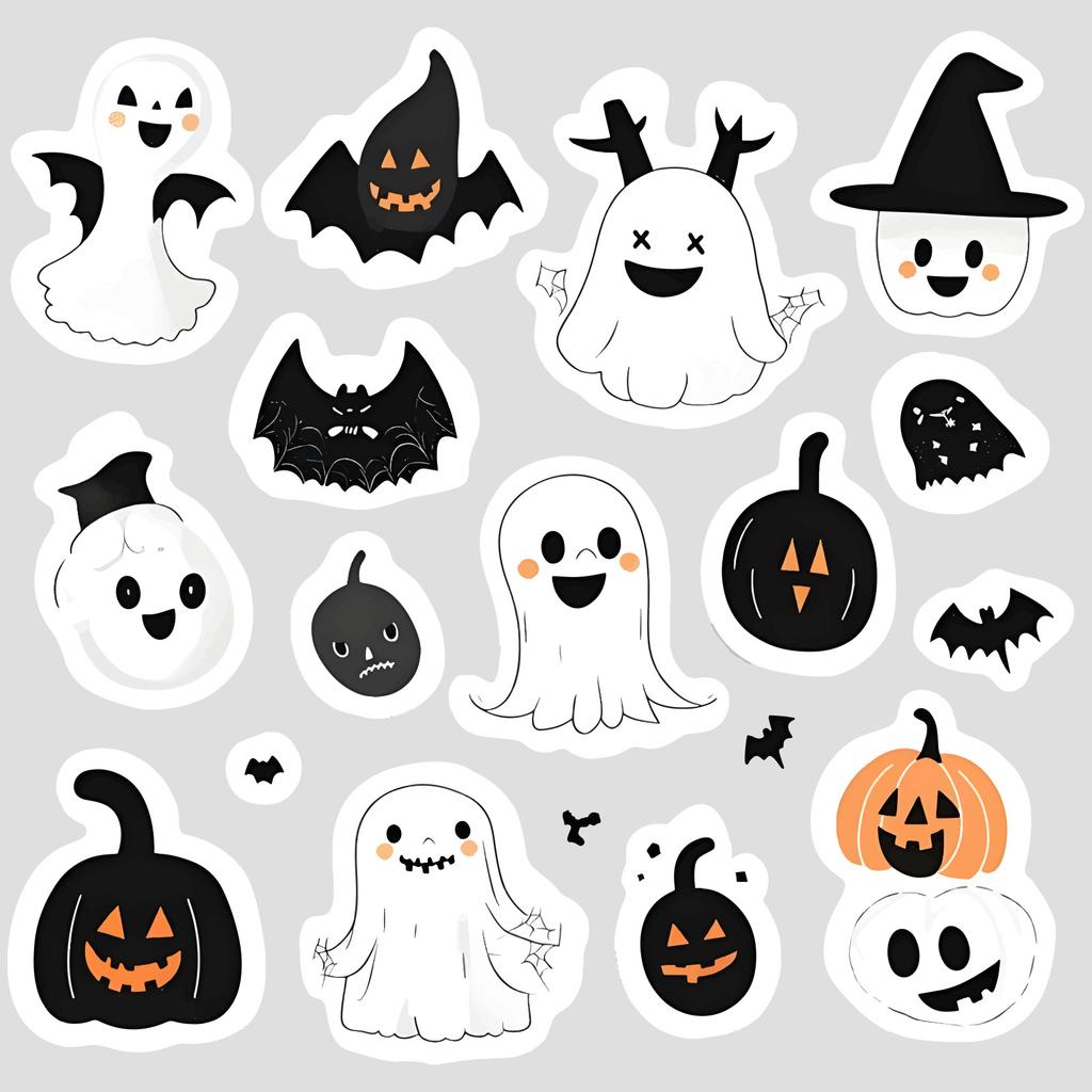 Halloween Sticker Cartoon Graffiti Style, Multi-Scene Application Texture Personalized Sticker