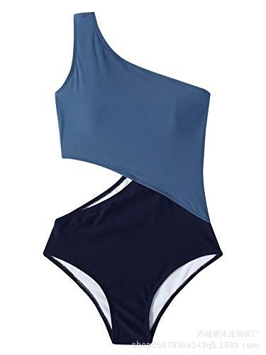 

Women s Swimsuit Shoulder Hollow One-piece Swimsuit Swimsuit XXL море синього кольору