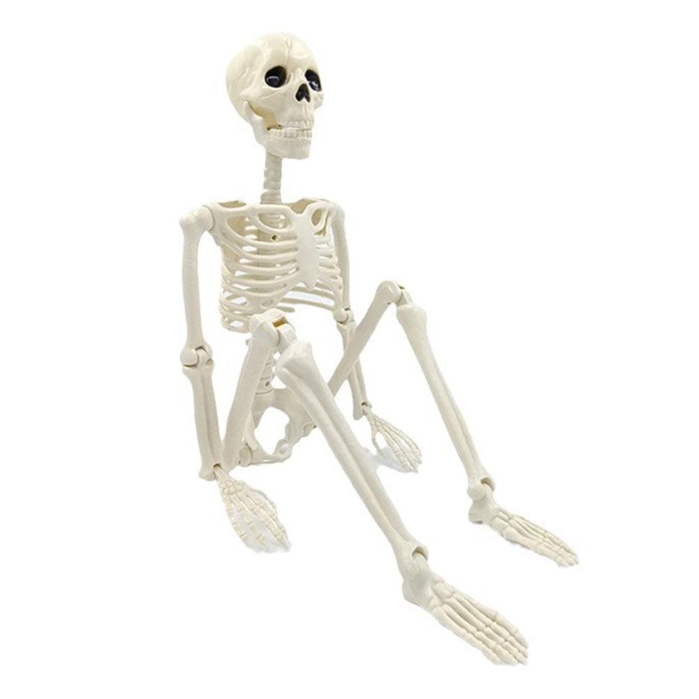 Decoração de Esqueleto de Halloween Esqueleto Assustador com Articulações Móveis Esqueleto Posável Decoração Realista para Interior Exterior