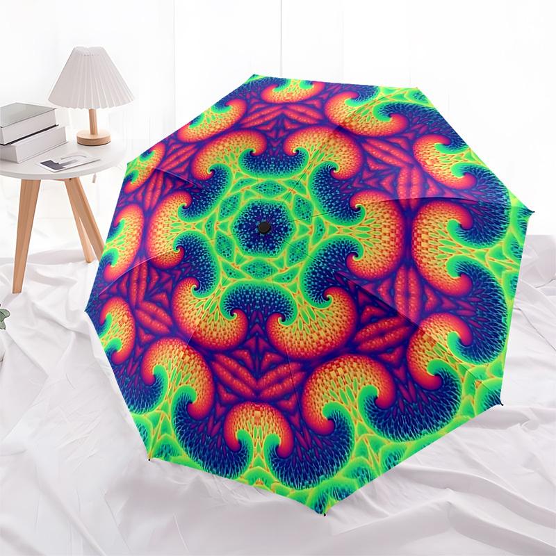 1pc Psychedelic Mandala Automatic Open/Close Umbrella, Formal Events - Ideal Gift for Family or Friends, Outdoor Accessory yy251211247