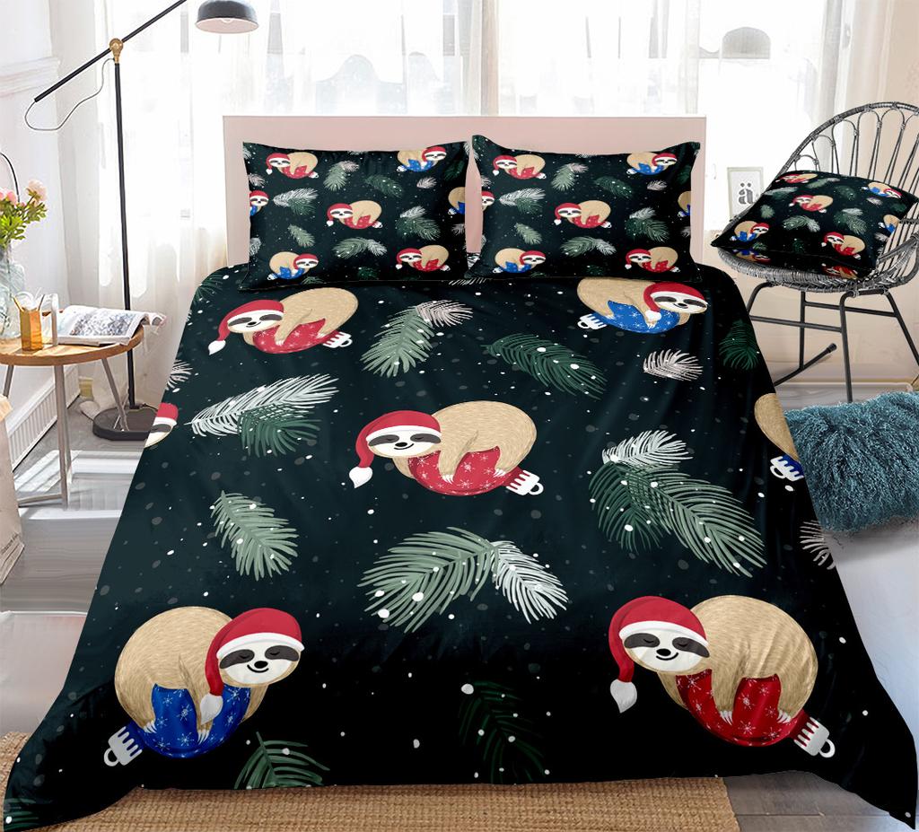 Cartoon Sloth Duvet Cover King Queen Funny Animal Bedding Set For Kids Wildlife Polyester Quilt Cover Children Birthday Gifts