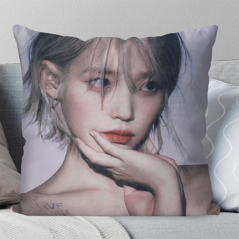 

1pc Korean Singer IU Pillow Case Square Pillow Bedroom Sofa Leisure Comfort Cushion Car Living Room Home Decoration 40X40 16x16Inch
