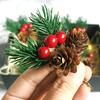 10pcs Artificial Pine Picks With Red Berries For Christmas - DIY Mini Ornaments Christmas Decoration Pine Cones