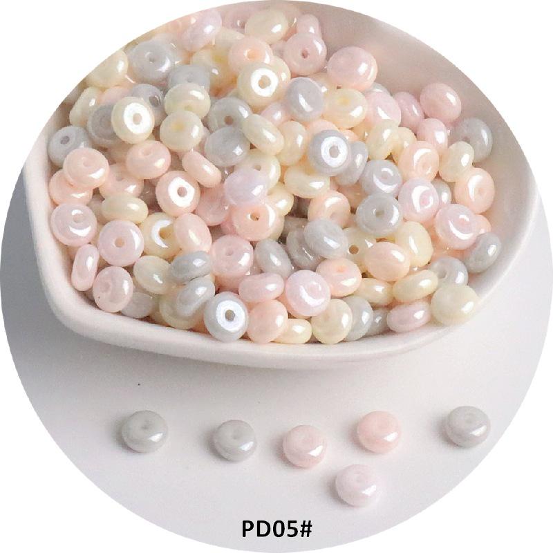 6mm Cream Macaron Pearlescent Glass Abacus Beads for DIY Jewelry & Hair Accessories