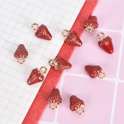 10Pcs/Set Enamel Alloy Strawberry Charms Pendant Jewelry Diy Making Craft Gift