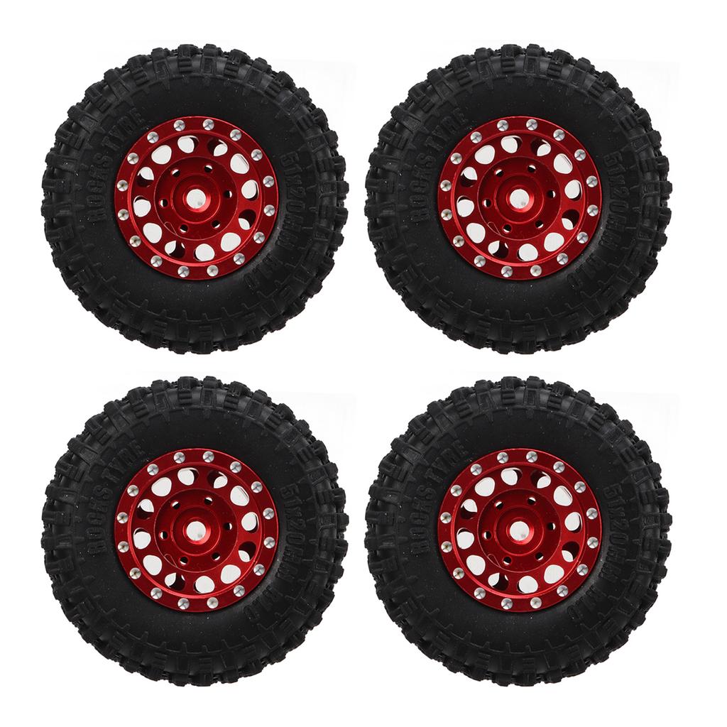 4pcs RC Tire and Wheels Set Aluminum Alloy Rims Hub Rubber Tires for Axial SCX24 1 24 RC Car