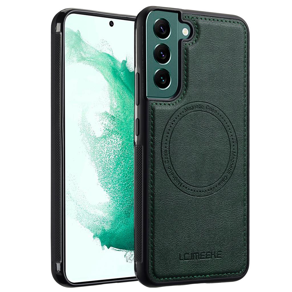 LC.IMEEKE For Samsung Galaxy S21 FE 5G Magnetic Case Leather TPU Back Cover