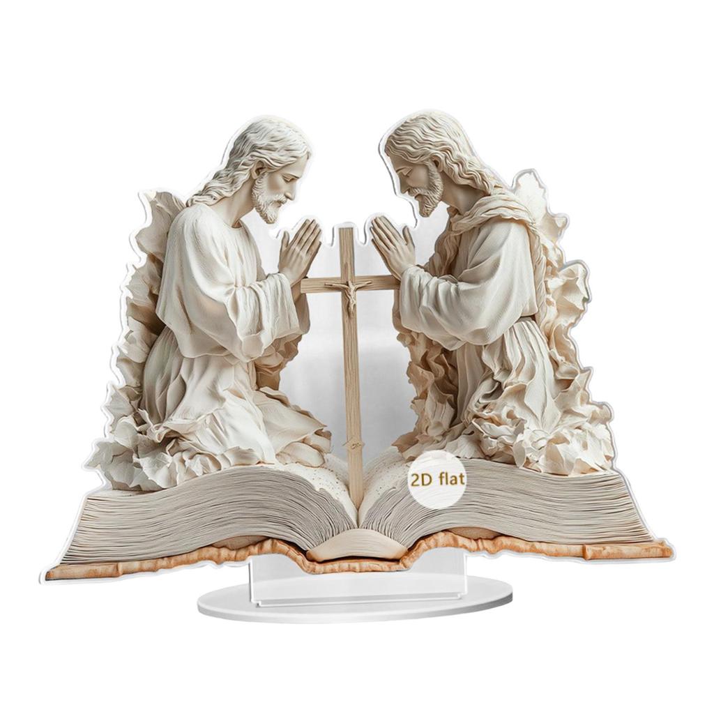 Jesus Ornament Supplies Scene Layout Lightweight with Holder Stand 2D Acrylic Sign for Mantel Decor Centerpiece Easter Holiday