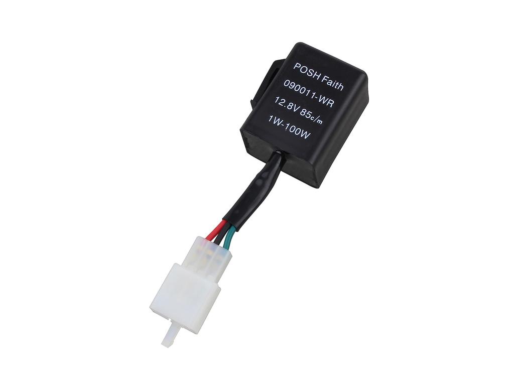 POSH FAITH 090011-WR Motorcycle Supplies Wide Watt Turn Signal Relay (LED Compatible) 3-Wire