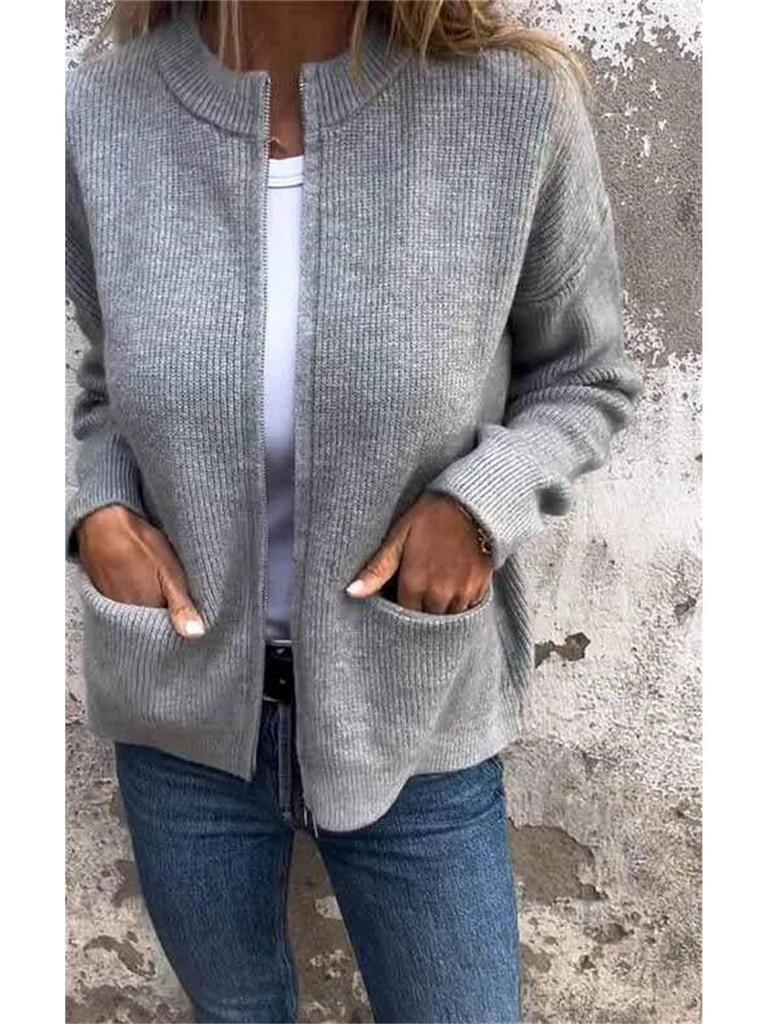 2024 Women's Autumn/Winter Bestseller Casual Stand-Up Collar Zipper Jacket with Pockets