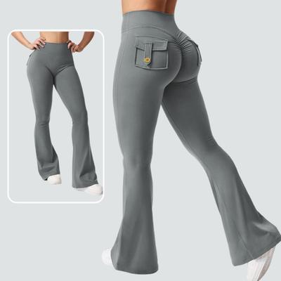 Pantaloni clopot pentru femei, croi slim, talie elastică, pantaloni de yoga elastici, culoare uni, cloche skinny pentru sală, studio de dans, ținută stradală