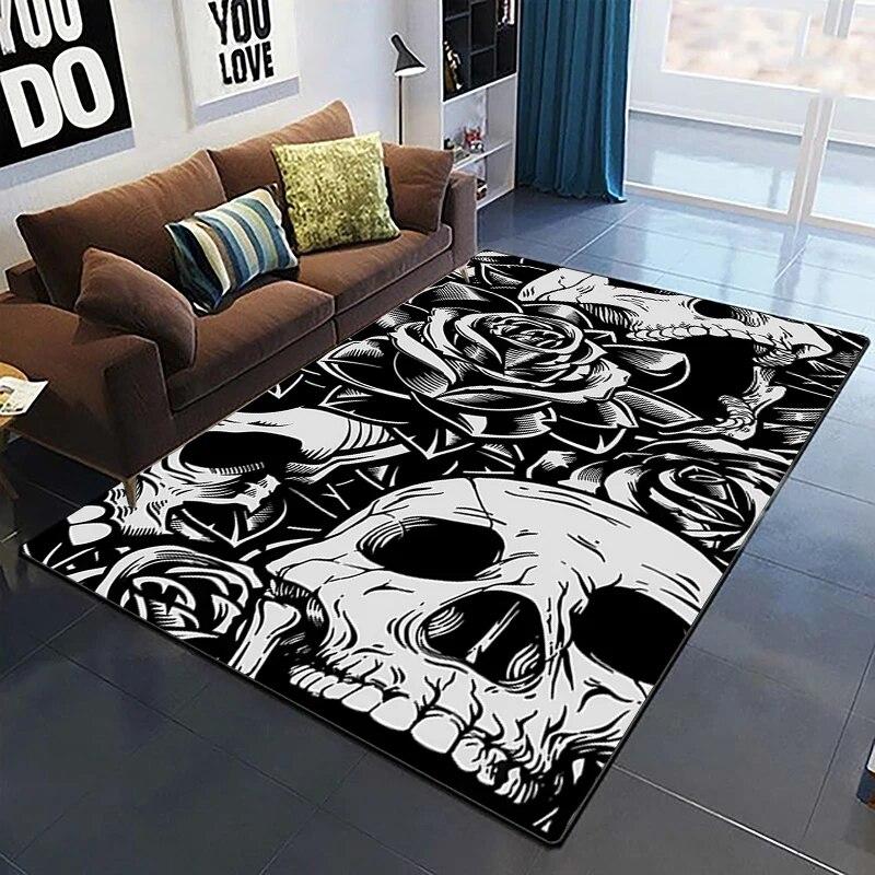 Horror Series Skulls Before Christmas Pattern Area Rug Bedroom Sponge Bedside Mat Entrance Door Carpet Washable