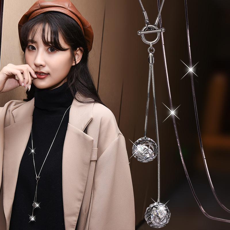 Chic 2021 Korean Style Tassel Ball T Bar Necklace For Women Beautiful Jewelry