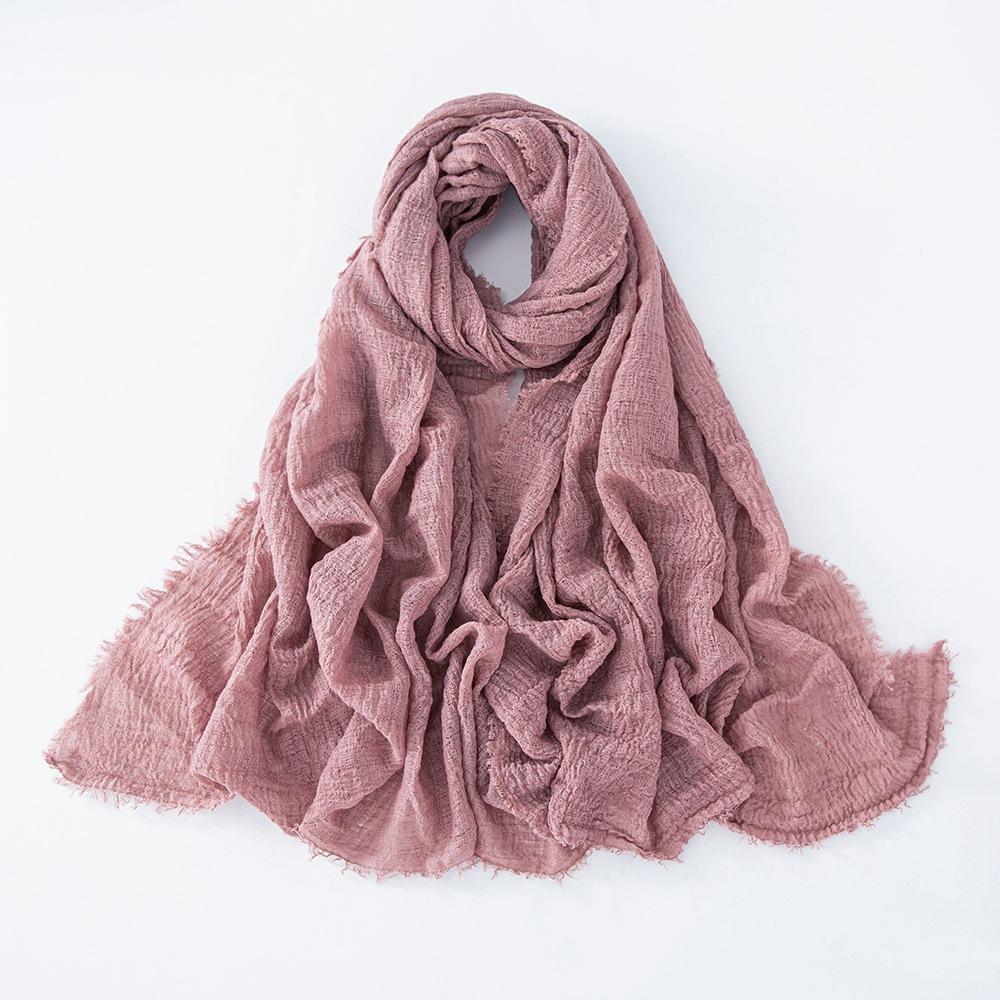 New Cotton Linen Gauze Scarf For Women Girls Spring Autumn Solid Scarves Soft Pashmina Foulard Simple Retro Beard Wrap Shawls