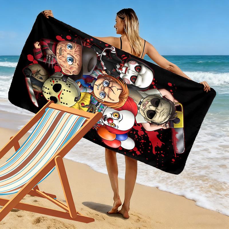 Spooky cartoon character 2D Flat Print Beach Towel, Large Soft Quick Dry Towel for Beach Camping SwimmingXSTJ0915412