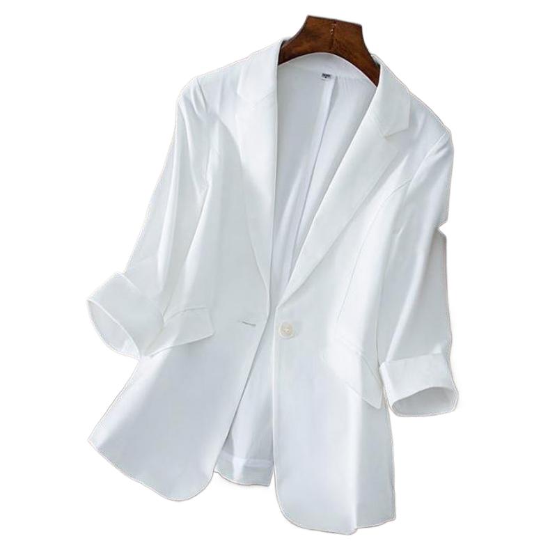 

Модное весенне-летнее корейское стильное тонкое женское пальто с карманами, повседневное офисное женское пальто, деловое тканевое пальто, женское S белый