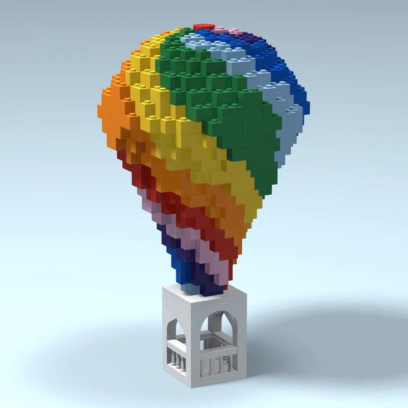 Wucifang Bags Unisex Kids Moc Rainbow Air Balloon Building Blocks Small Particle Assembly Toy For Kids Creative Ornament