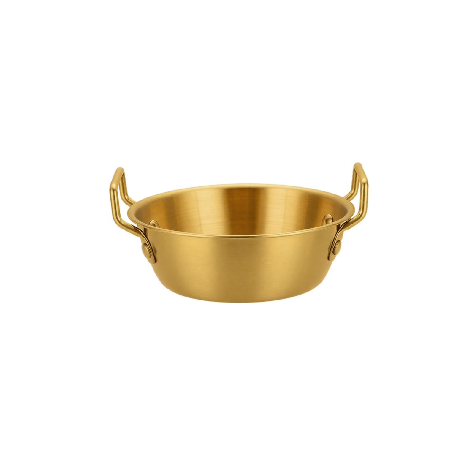 304 Stainless Steel Double Handle Bowl Multi Purpose Salad Bowl Snack Plate Hot Pot Sauce Dish Prep Bowl Kitchen Serving Container one size золотой