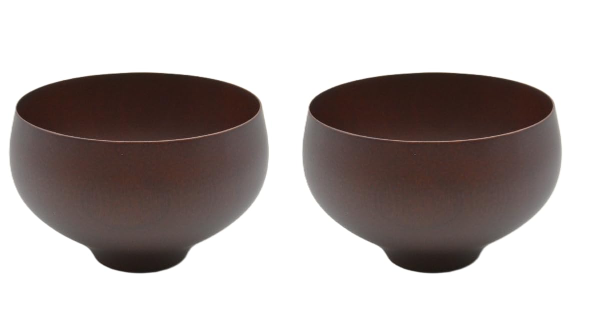 Kishu Lacquerware, Kakuda Seibei Shoten: Dishwasher-safe wooden soup bowls, B.C. TSUBO type1, brown, set of 2.