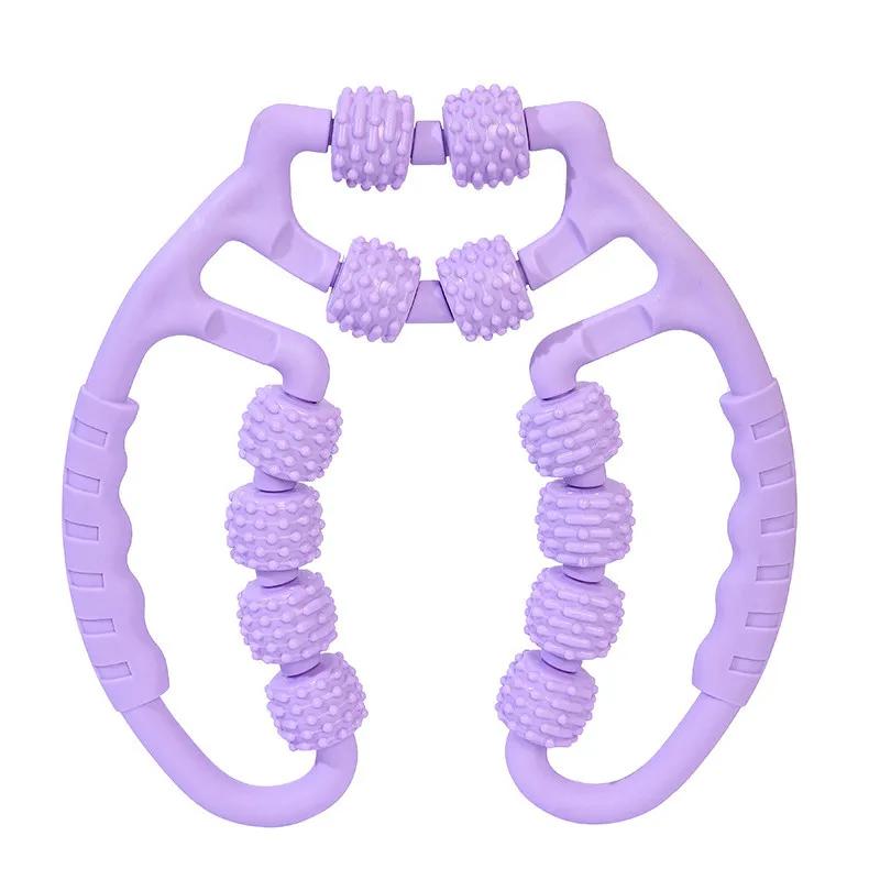 

12-колесный массажер для ног Многофункциональный массажный ролик с полным покрытием Релаксационный уход Похудение Ручная машина для рук, талии, ног фиолетовый