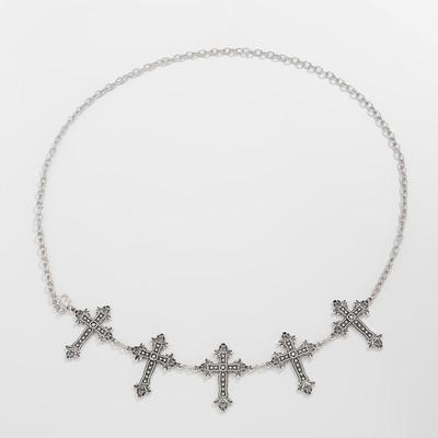 Gothic Cross Adjustable Y2K Belt Silver Color Metal Waist Chain For Women Vintage Skirt Waistband  Body Jewelry Gifts