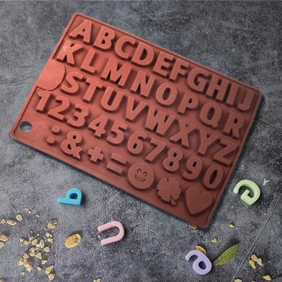 English Letter Silicone Chocolate Mold Alphanumeric Candy Biscuit Jelly Ice Baking Mould Cake Decor Soap Candle Making Set Gifts