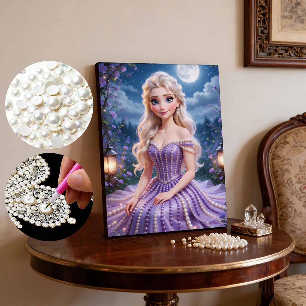 Disney Pearl Painting Frozen Purple Moon Dreamland Creative Art 5D Pearl Embroidery Cross Stitch Kit Handmade DIY Home and Room Decor Gift