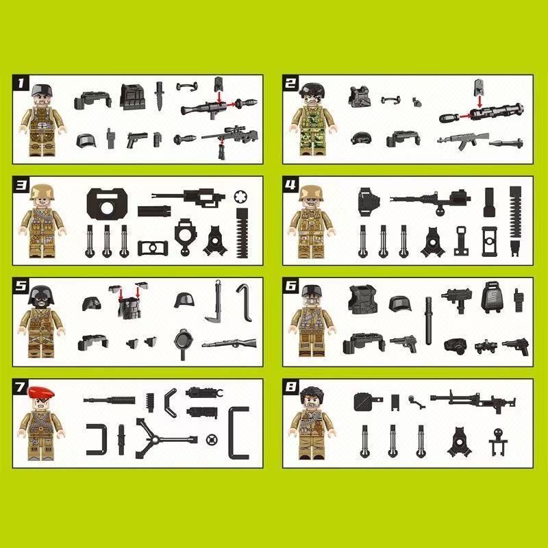 SWAT Assault Team Minifigure Set: Military Building Blocks Compatible with LEGO - Includes Soldiers, Weapons, and Sand Table for Kids.