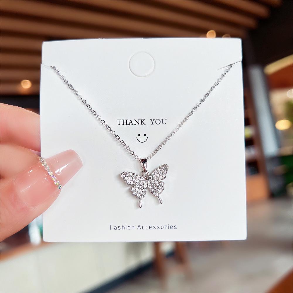 Elegant Ultra-Shiny Titanium Butterfly Necklace - 2024 Women s Luxury Colorfast Collarbone Chain