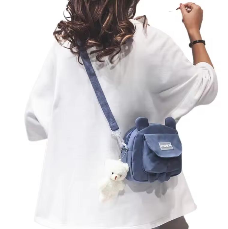 Japanese Style Small Bag Female Fashion Wild Cute Messenger Kitty Bag Ins Korean Student Canvas Shoulder Bag Mobile Phone Pouch