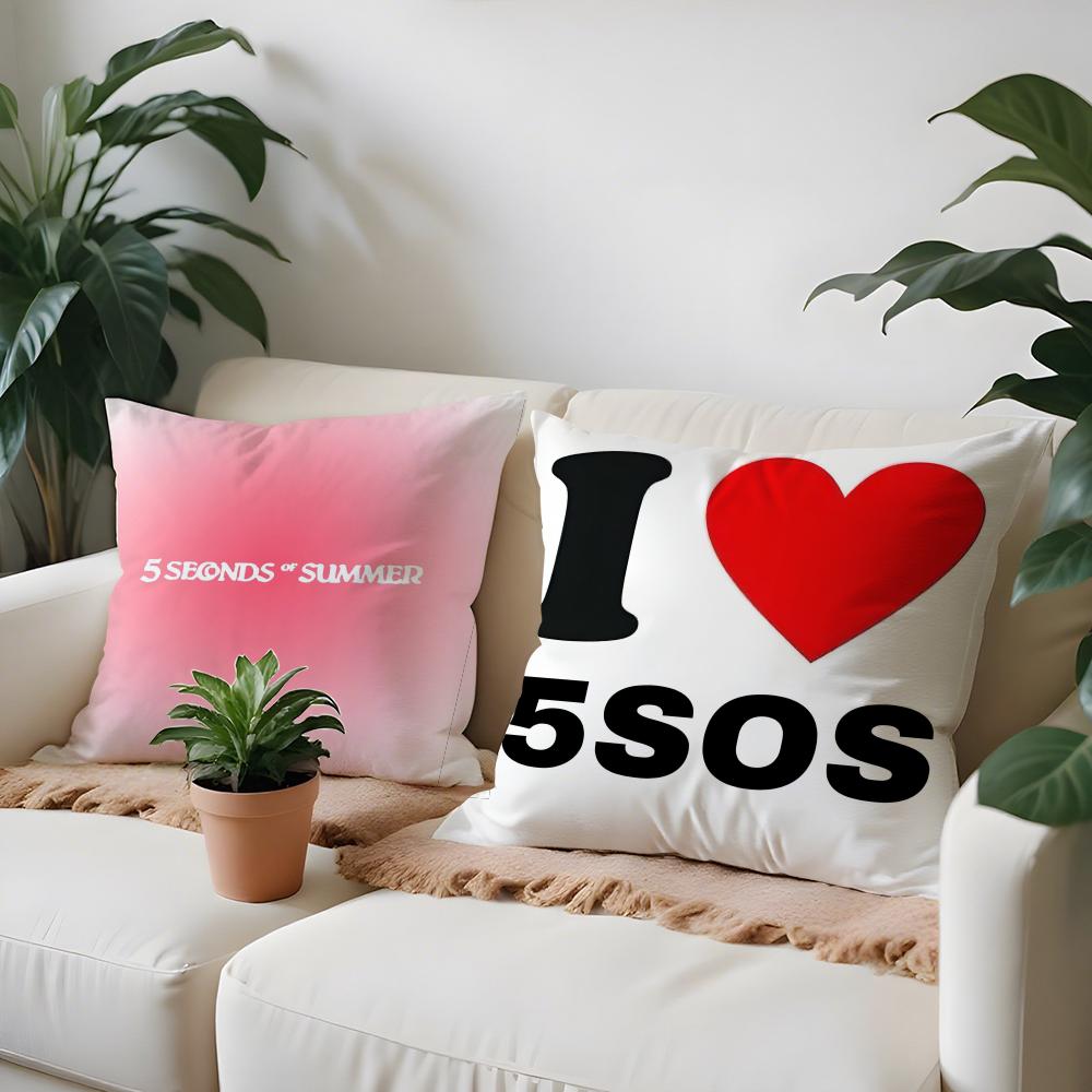 Rock 5 Seconds of Summer Band Pillow Case Anti-dustmite Pillow Invisible zipper silky short plush Sofa cushion cover
