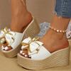 Fashion Street Bow Knot Chunky Platform Slippers Women Fashion Round Toe High Heel Sandals Woman Plus Size Wear-Resistant Slides Mujer