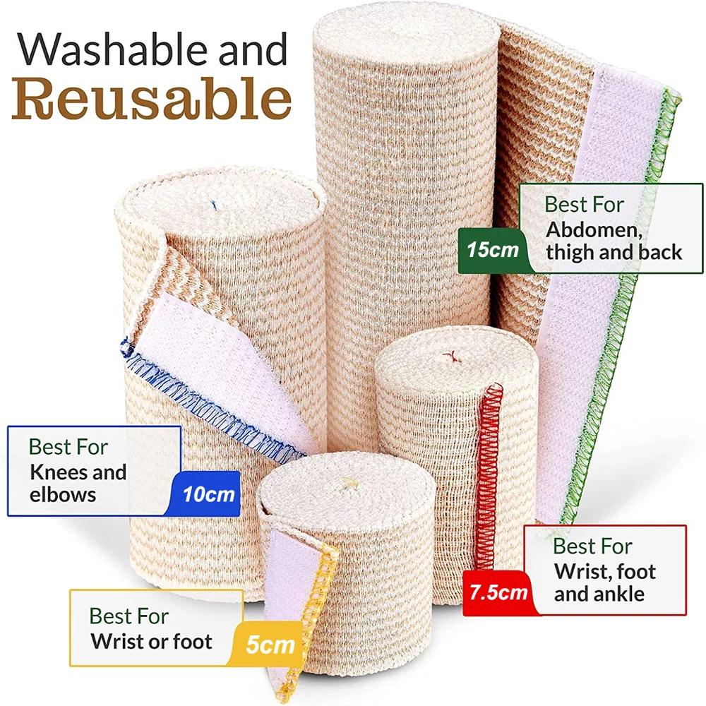 1 Roll Self Closing Elastic Bandage Wrap For Calf Sports Sprains Strain Wrist Ankle Foot Hiking Compression Support