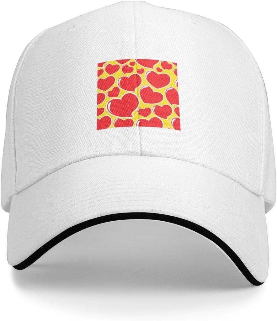 Love Heart Seamless Pattern Baseball Cap Polyester Sun Protection Casual Adjustable Hats for Unisex