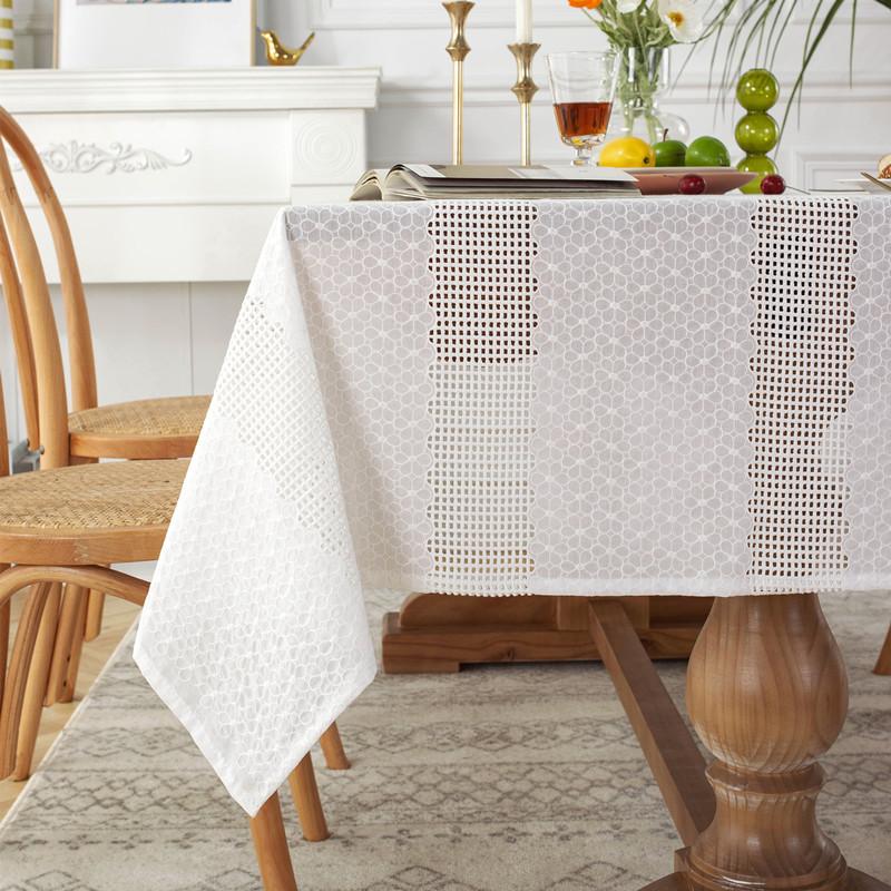 French Pastoral Lace Tablecloth Cotton Hollow Photo White Embroidered Coffee Table Tablecloth Table Cloth