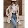 Fall Winter Women's Slim Fit Turn-down Collar Wool Blazer Coat Elegant Outerwear for European American Cross-border