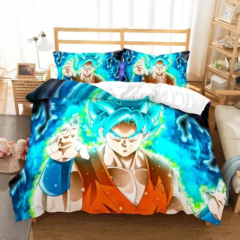 Cool Super Dragon Ball Z Son-Goku Anime Japanese Bedding Set Pillowcase Bedclothes 3D Print Kids Boy Quilt Duvet Cover Gift