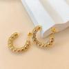 Stainless Steel ACC Gold-Plated Geometric Threaded Hoop Earrings for Women