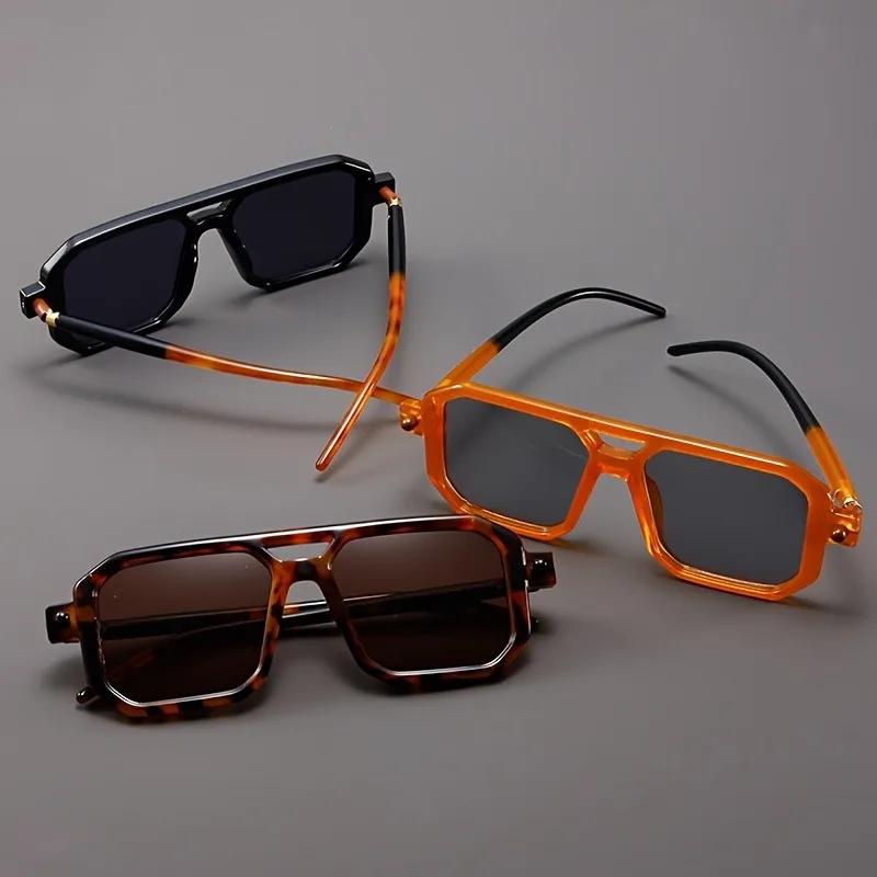 Retro Oversized Glasses for Women Featuring Polygonal Double Bridge Design Stylish Two-Tone Temples Perfect for Party Decoration