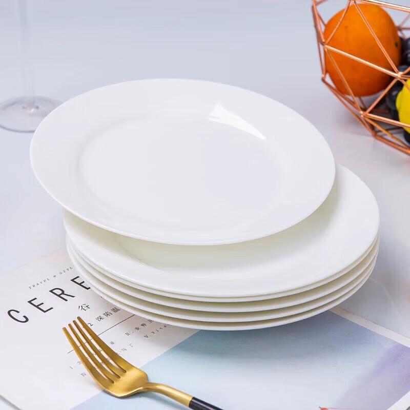 Assiettes plates de dîner rondes en céramique blanche Churong 9 pouces