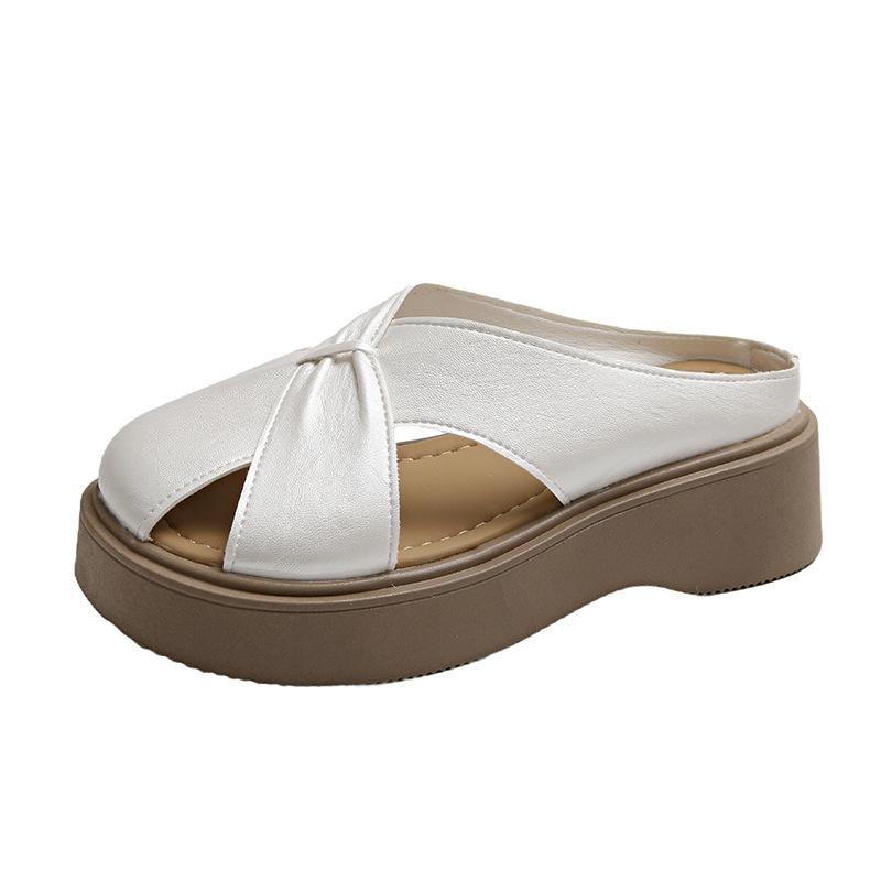 Soft-bottomed Bag Head Slippers Women's 2025 Summer New Outer Wear Retro Woven Flat-bottomed Lazy Flat-heeled Versatile Cool Slippers