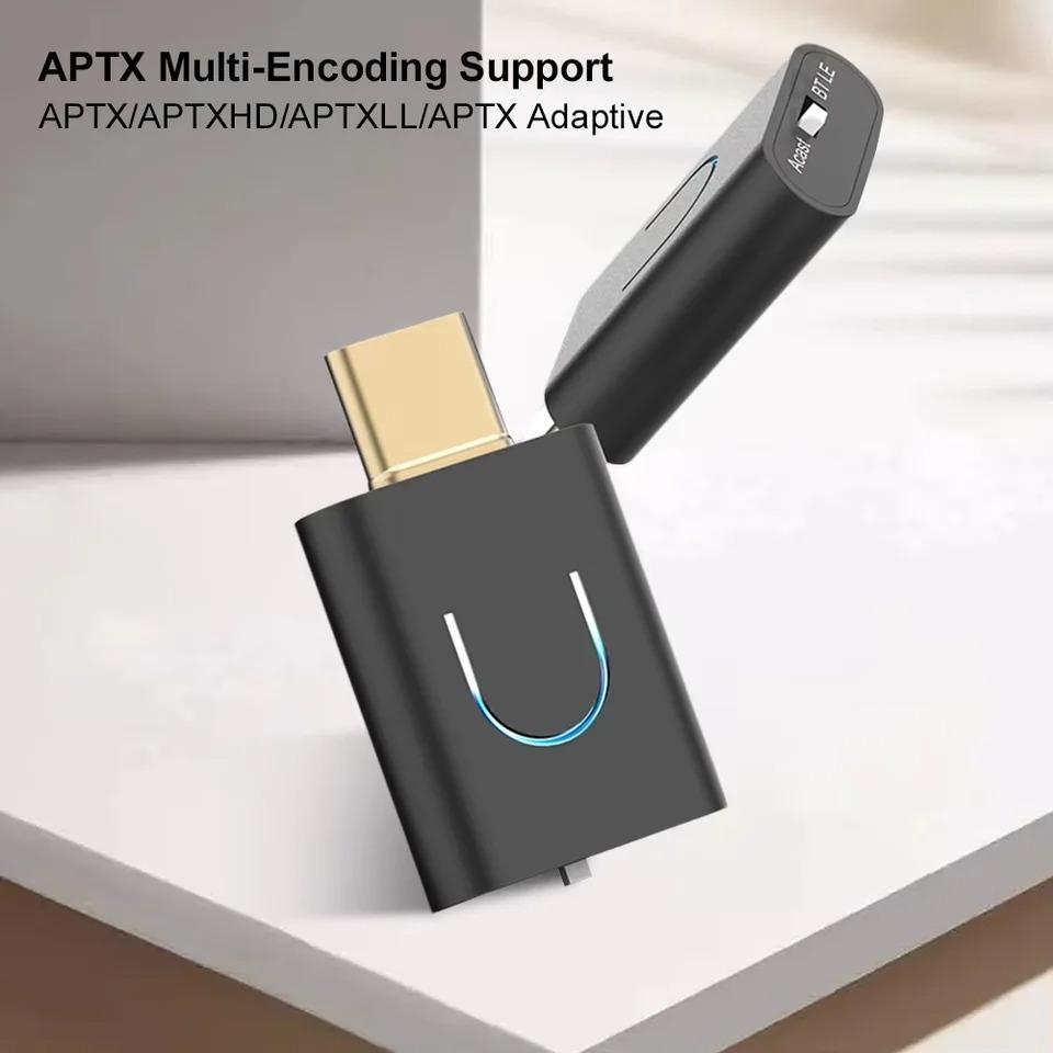 Bluetooth 5.4 Draadloze Audio Adapter Type-C APTX HD LL Lage Latentie Adaptieve Zender met Auracast Voor PS4 Notebook PC TV