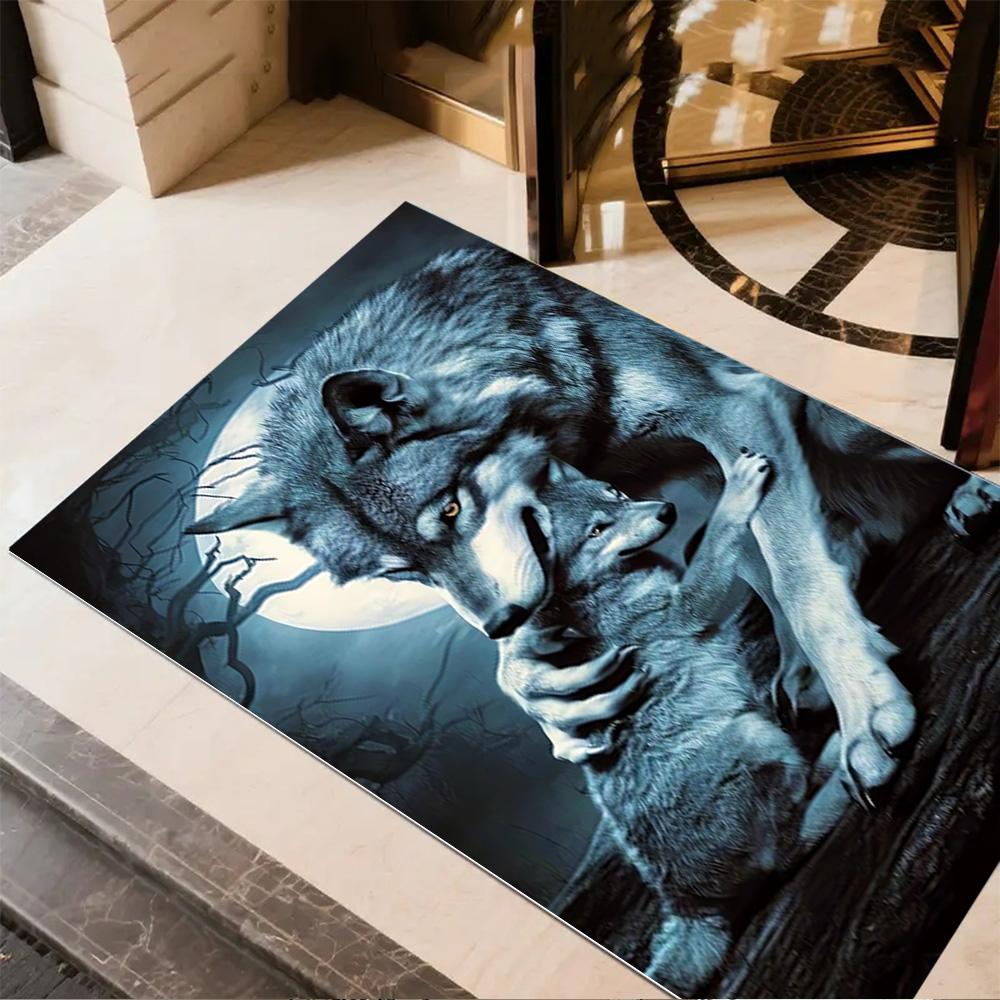 1pc Wolf Pack Forest Design Home Carpet Non-slip Office Decor Gift Living Room Bedroom