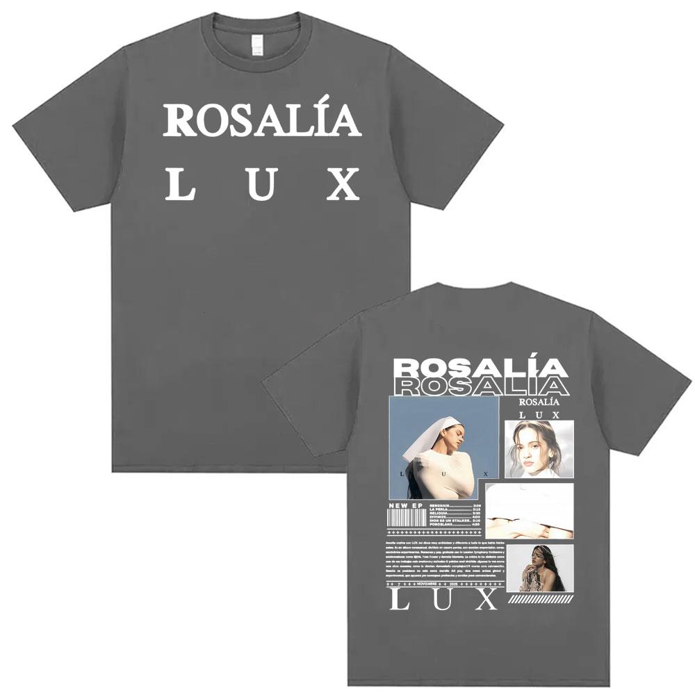 

Singer Rosalia LUXs Album 2025 Tour Pattern Tshirt Summer Retro Aesthetic Short Sleeved Tshirt for Men Women Cotton Tshirt 4XL