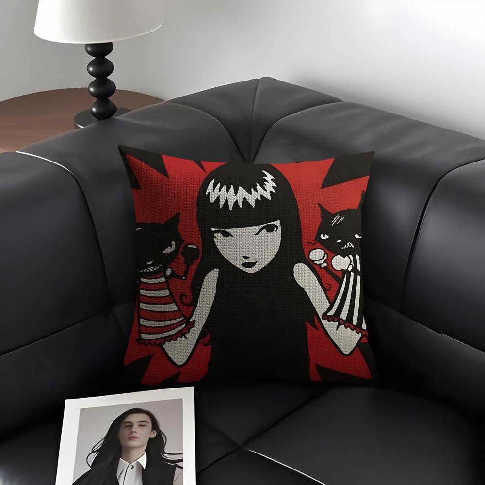 

EEmily The SStrange Cushion Cover Natural Linen Organic Fabric DoubleSided Printing Sofa Home Decor Gift Pillow Case 30x30cm