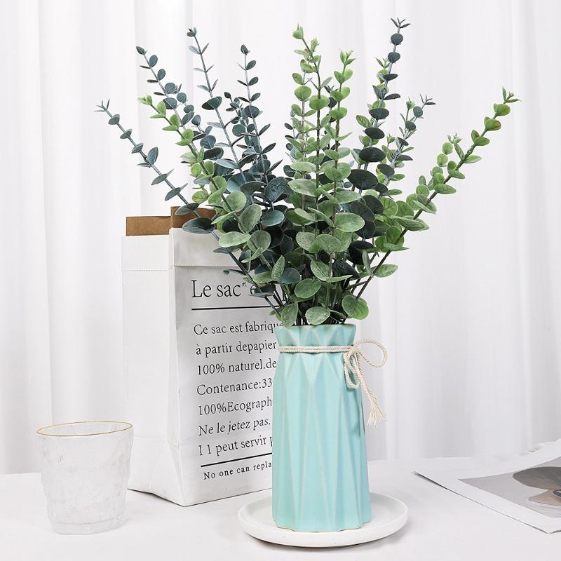 12/10 BUC Mănunchi Ramură Frunze Eucalipt Plante Artificiale din Plastic Frunze Tulpini Verzi Nuntă Faux Flori Artificiale Decor Tort DIY