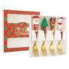 Festive Christmas Cutlery Set: Stainless Steel Cartoon Santa Spoons & Forks In Gift Box