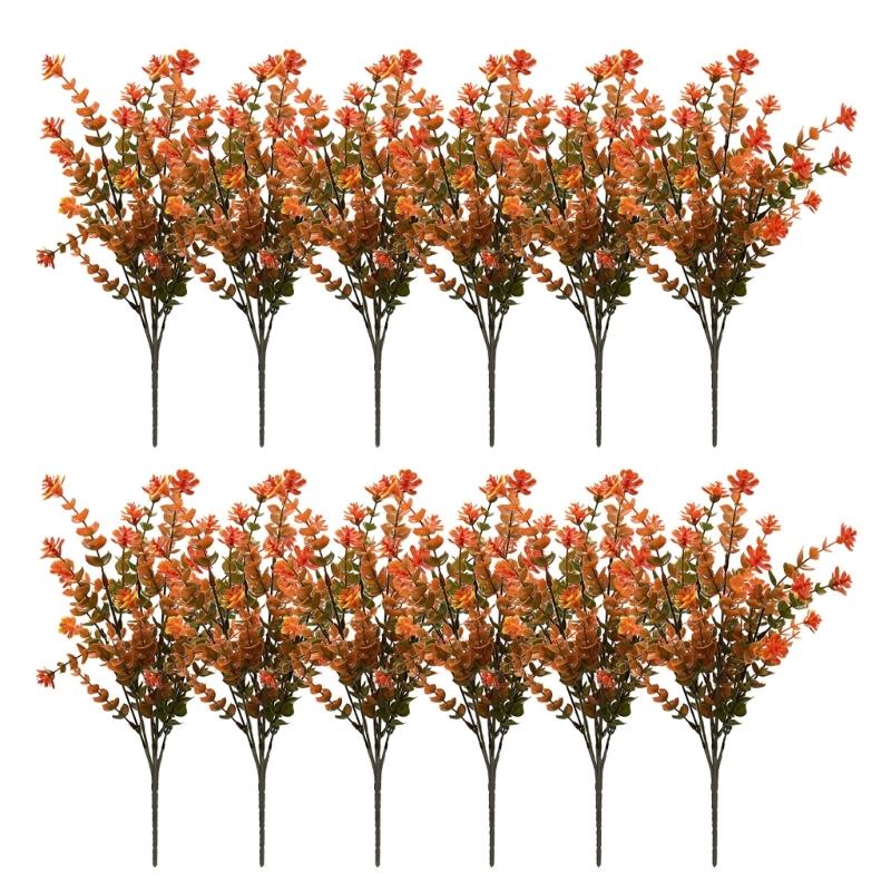 12Pcs Faux Eucalyptuses Leaves Stems for Home Decoration and Florals Arrangements Desk Centerpieces Party Supplies